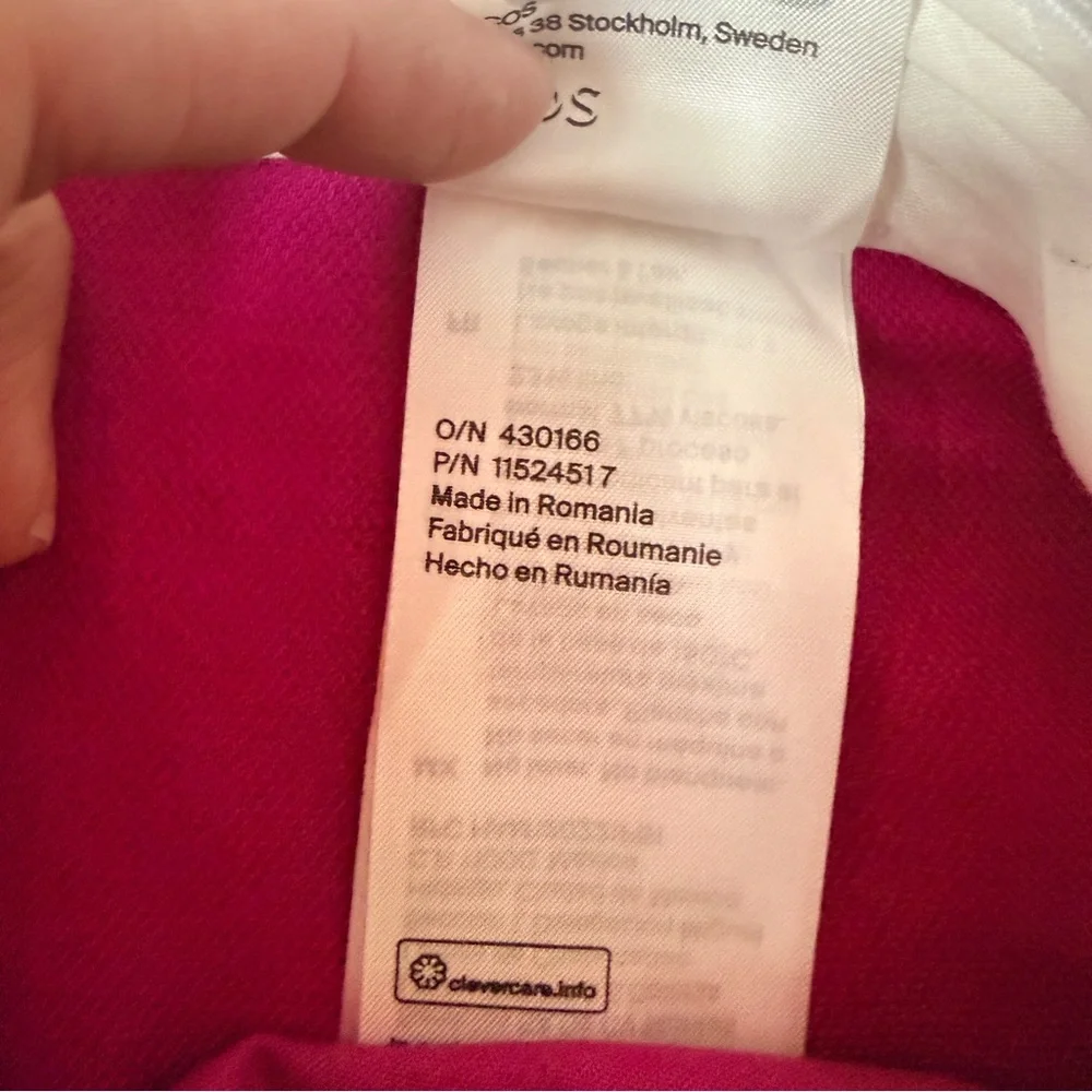 COS Bright Magenta Trousers Wide Leg - Adjustable Waist -Pockets 2 Linen Blend